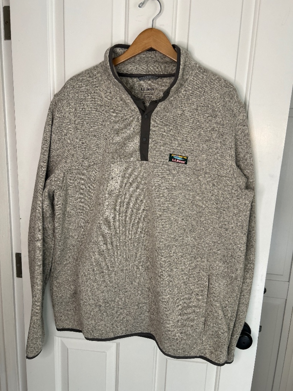 Men's LL Bean Sweater Fleece Pullover - Size XL Tall - Grey Heather